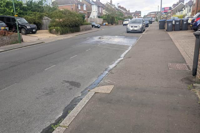 A Haywards Heath resident's photo of the leak on Ashenground Road, Haywards Heath