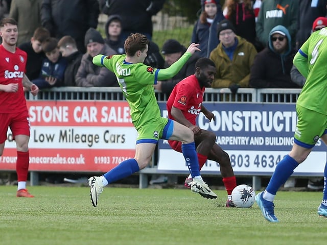 Action from Worthing v Braintree in National League South