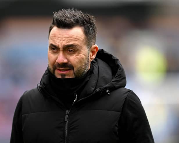 BURNLEY, ENGLAND - APRIL 13: Brighton manager  during the Premier League match between Burnley FC and Brighton & Hove Albion at Turf Moor on April 13, 2024 in Burnley, England. (Photo by Gareth Copley/Getty Images) (Photo by Gareth Copley/Getty Images)