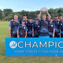 Southwater CC captain, Morgan Gilmour lifts the Sussex Slam trophy. Picture: submitted