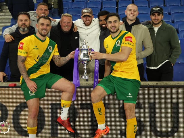 James Hammond’s majestic 95th minute free-kick clinched Horsham FC’s first league and Sussex Senior Cup double in the club’s history.