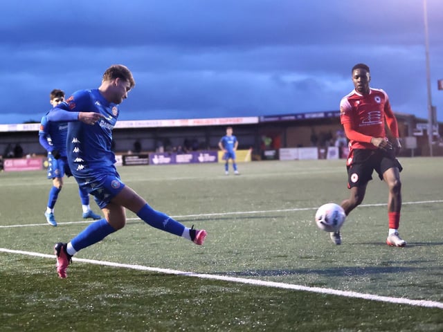 Action from Worthing's 2-0 National South win at Eastbourne Borough