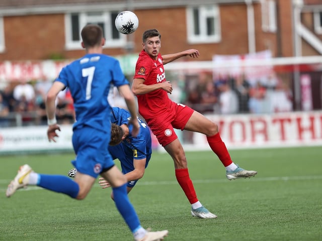National League South action at Woodside Road between Worthing and Truro City