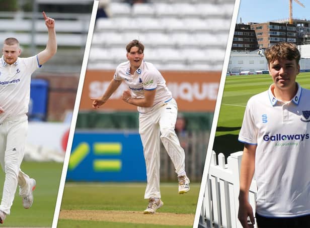 From left: Sean Hunt, James Coles and Charlie Tear. Picture courtesy of Sussex Cricket