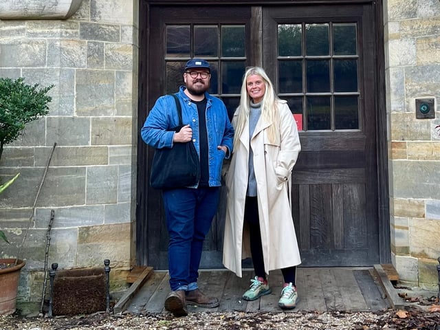 Banjo Beale and Amy Davies have decorated an 18-foot centrepiece Christmas tree at Standen House and Garden in East Grinstead