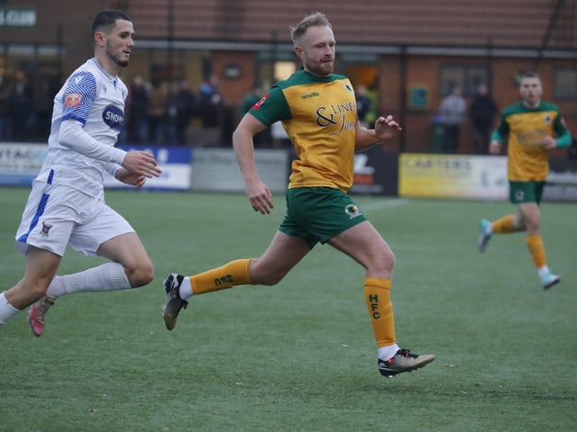 FA Trophy action between Horsham and AFC Totton
