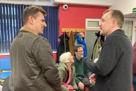 Comedians Chris McCausland and Jon Long with Sight Support Worthing volunteers and members at the charity's centre in Rowlands Road