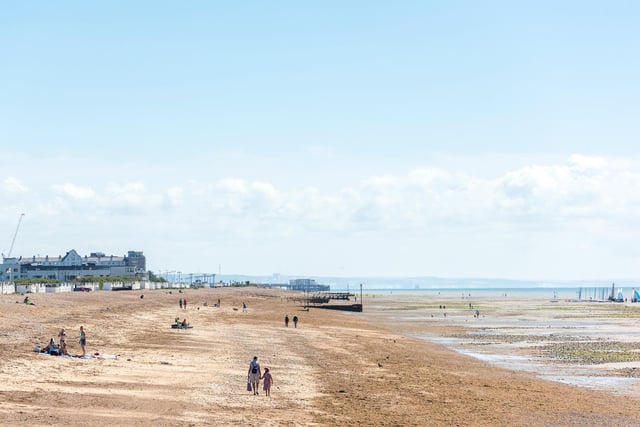A picture from Goring Beach looking east towards Worthing Pier
