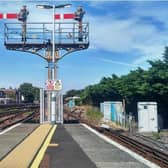 One of the signal structures at Bognor Regis railway station