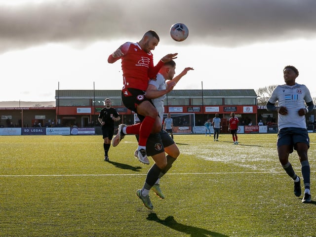 Action from Eastbourne Borough's 2-0 Ntional League South win against Slough Town at Priory Lane