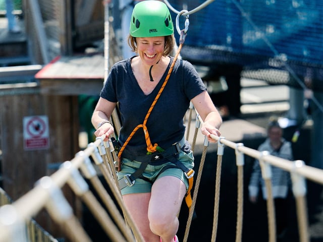 Tackling a high rope bridge