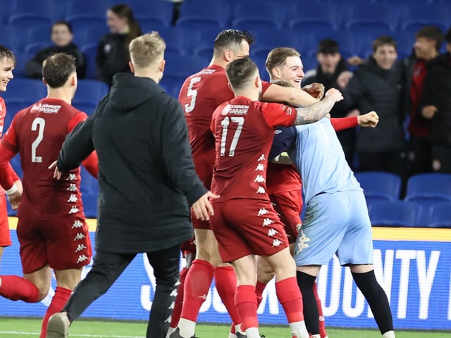 Action and celebrations as Worthing take on Bognor Regis Town in the Sussex Senior Cup final at the Amex Stadium - and win 8-7 on penalties