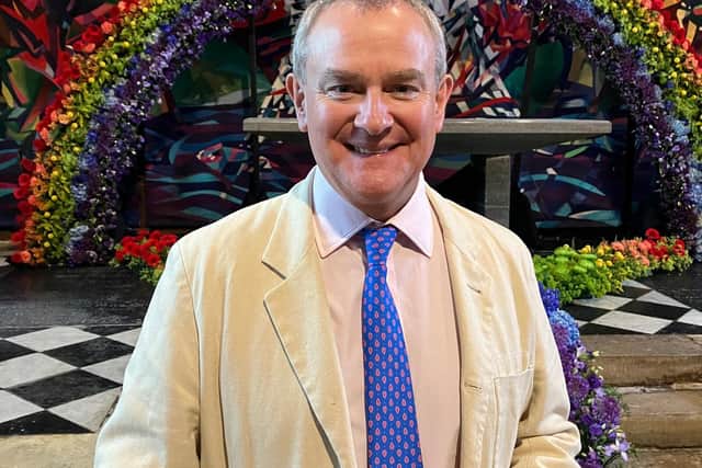 Hugh Bonneville at the launch of the Chichester Cathedral Festival of Flowers