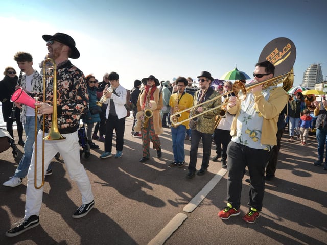 The Umbrella Parade on March 2 2025, which is part of Fat Tuesday. Photo taken at the start of the parade on St Leonards seafront.