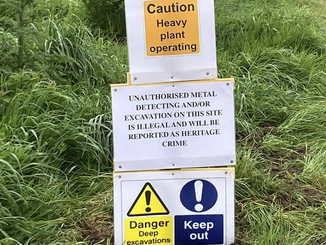 Signs have been put up at a West Sussex site where the remains of a Roman settlement were found – warning that ‘unauthorised’ metal detectorists will be dealt with. Photo contributed