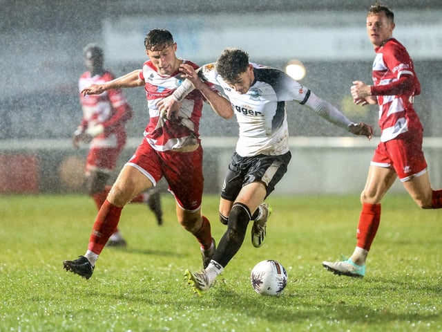 Action from Eastbourne Borough's 1-1 draw at Dover