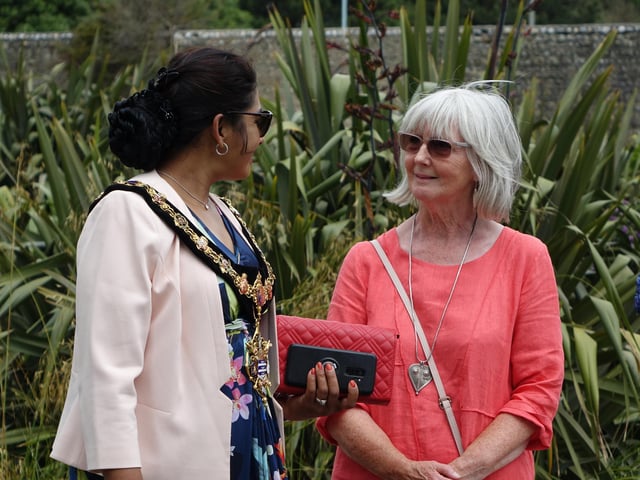 Worthing mayor Henna Chowdhury with Nadine Barber, co-chair of Friends of Denton Gardens