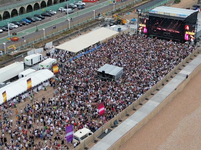 Fatboy Slim performed on Brighton seafront last night (July 21) in front of thousands of fans. Photo taken from a video from Eddie Mitchell.