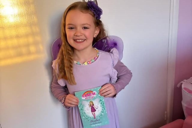 Natalie Pearson sent in this picture of seven-year-old Emma as Heather from the Rainbow Magic collection