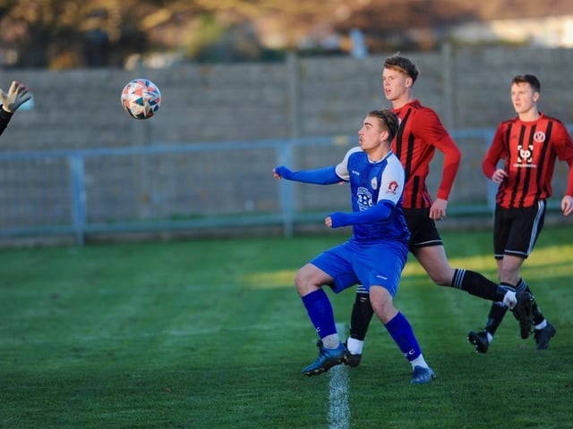 Action from Shoreham's win over AFC Varndeanians in the SCFL premier division