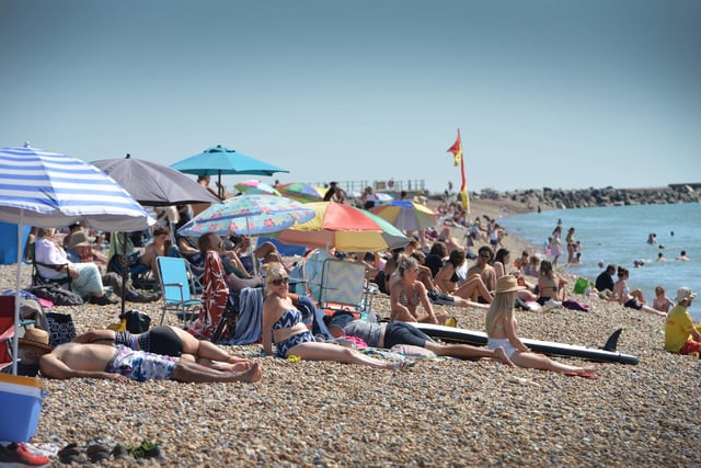 Hastings seafront pictured during the heatwave on Aug 13 2022.