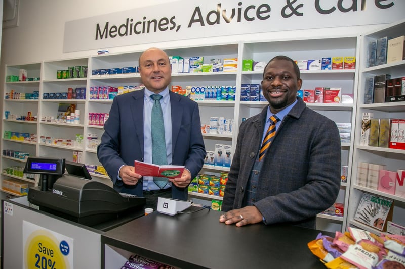 MP Andrew Griffith officially opened Martin Chisanga's new pharmacy on Friday