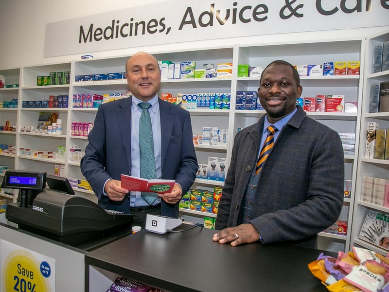 MP Andrew Griffith officially opened Martin Chisanga's new pharmacy on Friday