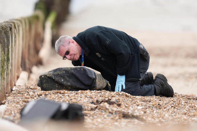 Sussex Police said officers were called to Goring-by-Sea on Monday, October 23, ‘following reports of suspected drugs washing up on the beach’.