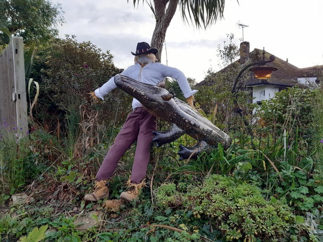 Some of the super scarecrows created for the Ferring Scarecrow Festival 2022, raising money for 1st Ferring Scouting Group. Some have pumpkins displaying a letter, five in North Ferring and nine in South Ferring. Unscramble them to enter the prize draw. Trail maps available at Brown's Natural Pet store.