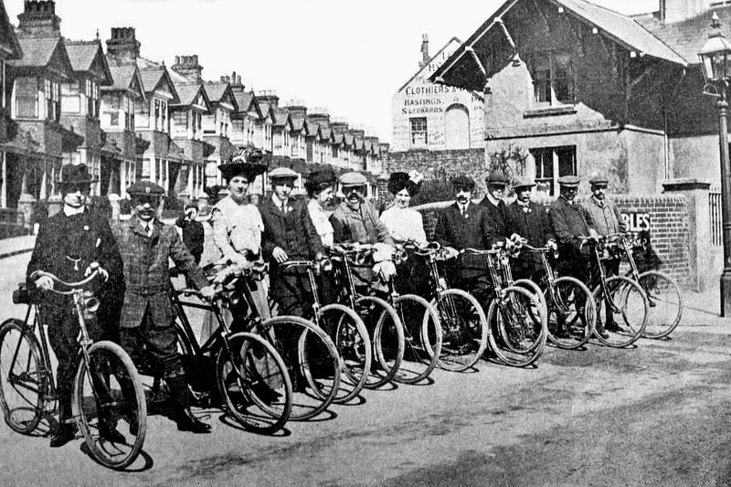 The St Leonards Cyclists at Silverhill in April 1909
