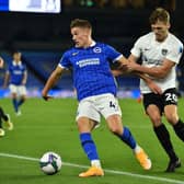 Swedish striker Viktor Gyokeres in action for Brighton against Portsmouth in 2020