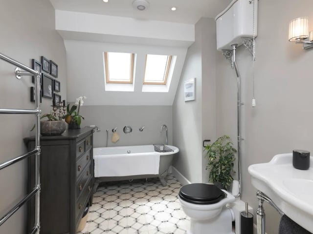 The luxuriously appointed family bathroom