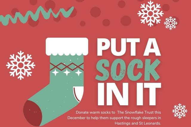 Let’s Do Business Group and the Hastings Area Chamber of Commerce are leading a campaign which encourages people to donate new, thick pairs of socks to the Snowflake Trust to help local rough sleepers this festive season.