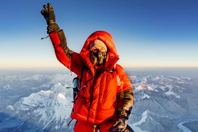 Rebecca Smith at the top of Mount Everest