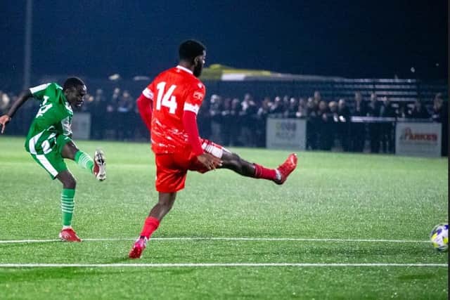Mo jammeh scores! Picture: Neil Holmes