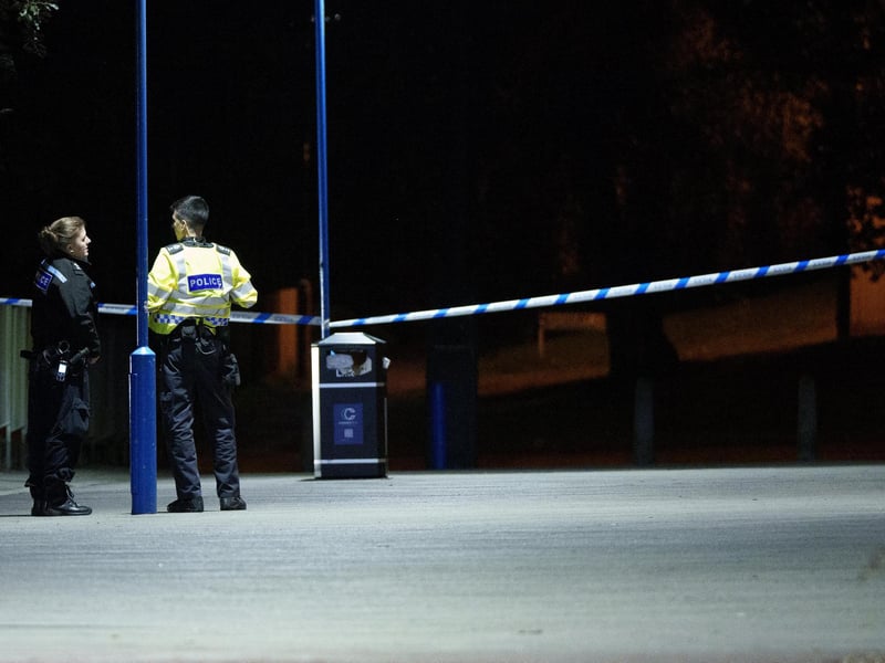 Photos show scenes of crime officers (SOCO) guarding the scene at Broadfield Barton shops in Crawley – and collecting evidence for an investigation.