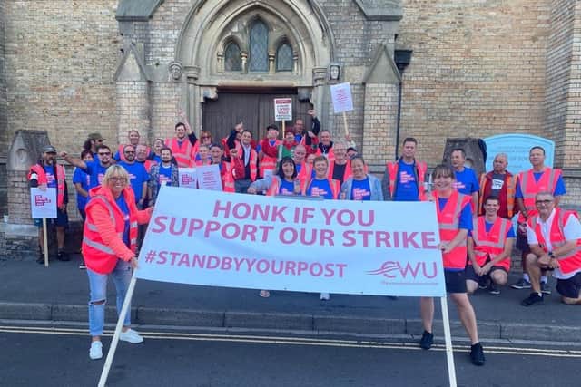 Postal workers on strike in Bognor Regis. Photo: Paul Mountain