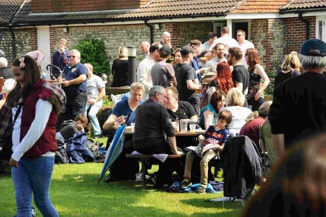 The scene in the garden at Southwick Community Centre during the annual beer and music festival