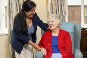 Lissy Verghese (Coniston Court home manager) with Marion Jordon (resident).