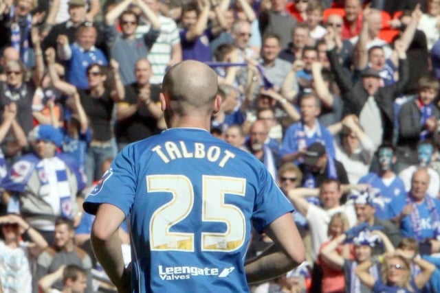 Drew Talbot makes his way to the thousands of Chesterfield fans.