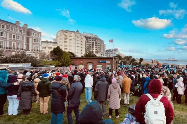 Eastbourne Silver Band's Christmas Day concert on the Wish Tower Slopes.