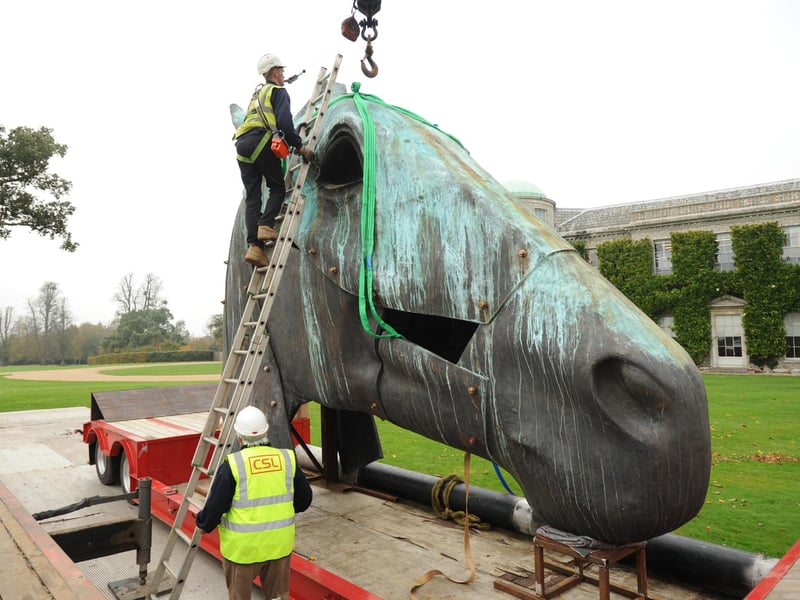 The sculpture is made secure as it is prepared for its journey to Australia