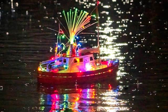 Model boats illuminated on the canal (Photo: David Richardson)