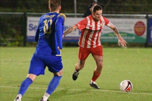 Steyning in action under the lights against Peacehaven - who ended Town's long winning run | Picture: Chris Gregory, SCFL