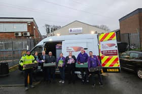 Power of giving. Electricity workers in Crawley collected food and household goods for Crawley Open House, which supports people who are homeless across Sussex. Picture contributed