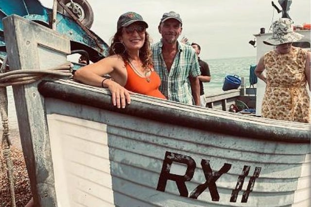 Paul and Lucy at the launch of their boat RX 11
