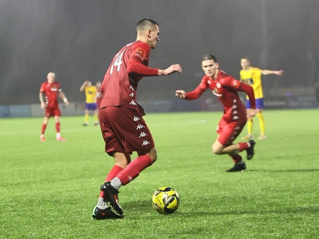 Action from Worthing FC's 4-0 win at Lancing FC in the third round of the Sussex Senior Cup