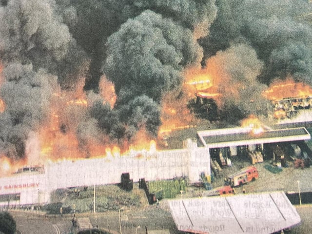 Black smoke billowed from the huge fire.