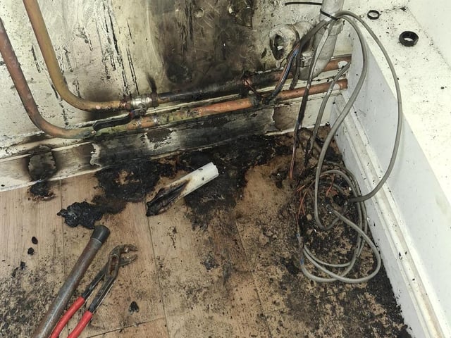 The scene after a residential building fire in North Street, Brighton.