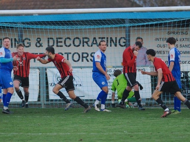 Action from Shoreham's win over AFC Varndeanians in the SCFL premier division